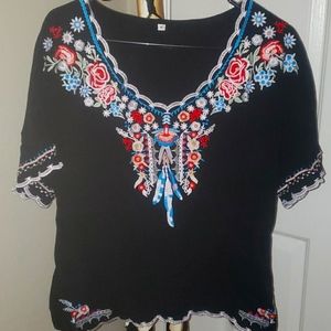 Black blouse shirt boho M